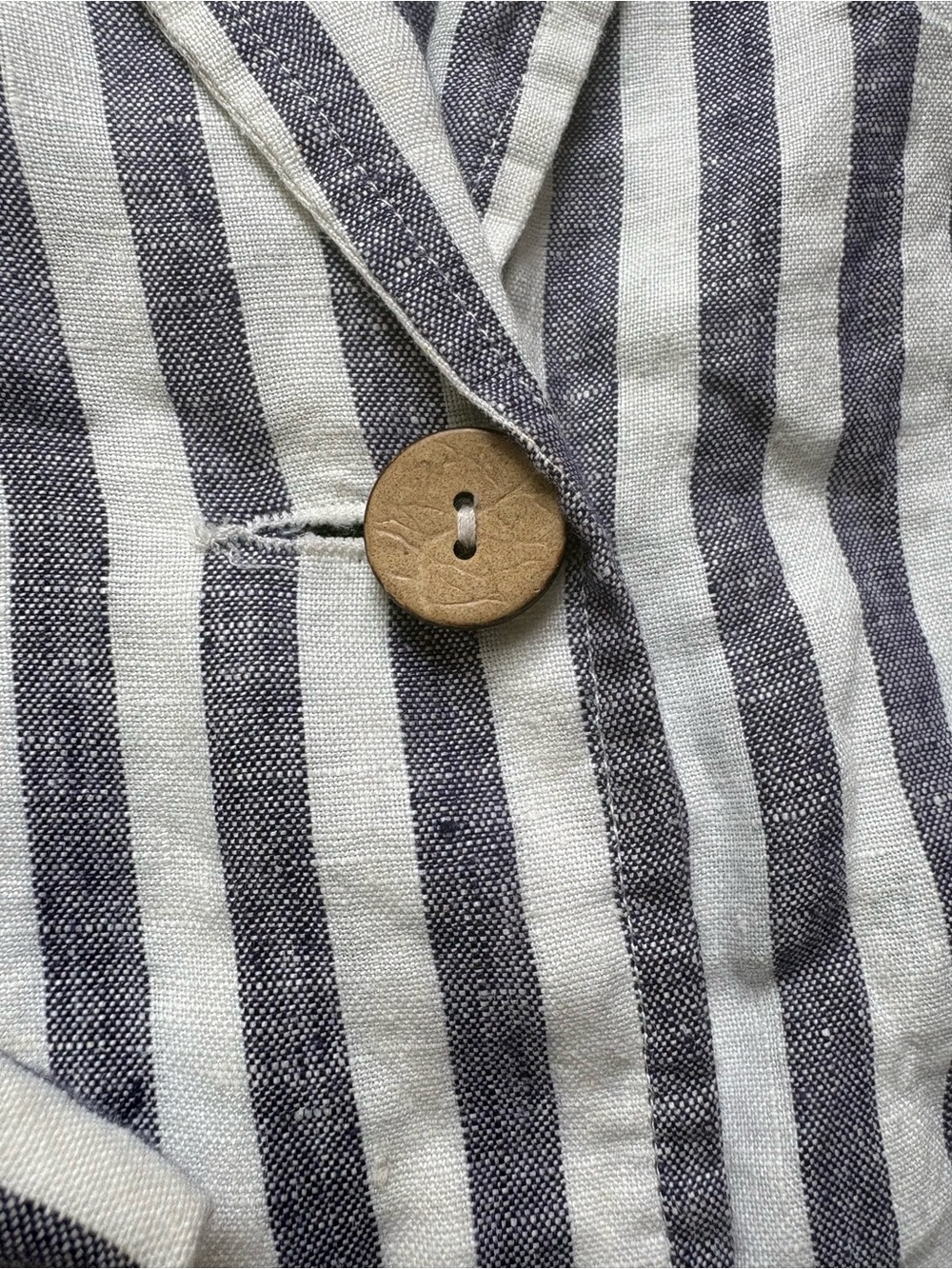 British Khaki 100% Linen Striped Blazer - Picture 4 of 9
